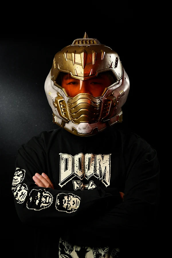 Wearable Helmet Replica in White and Gold