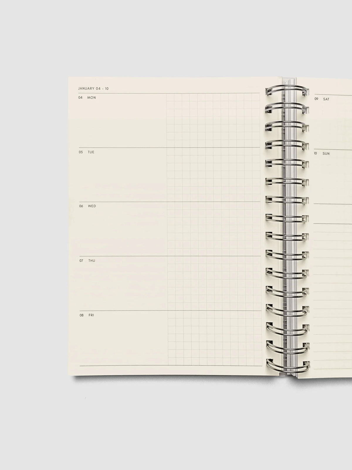 Weekly Horizontal Planner Notebook for the 2026-2027 Academic Year, A5 Spiral Bound with Monthly Overviews