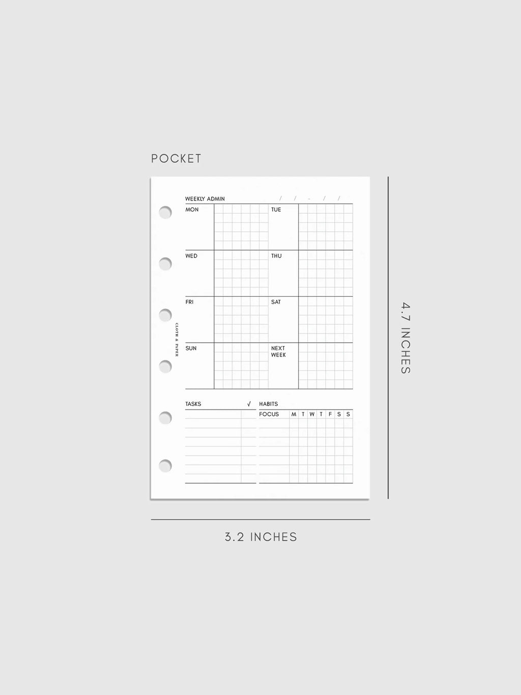 Weekly Planner Inserts, Pocket