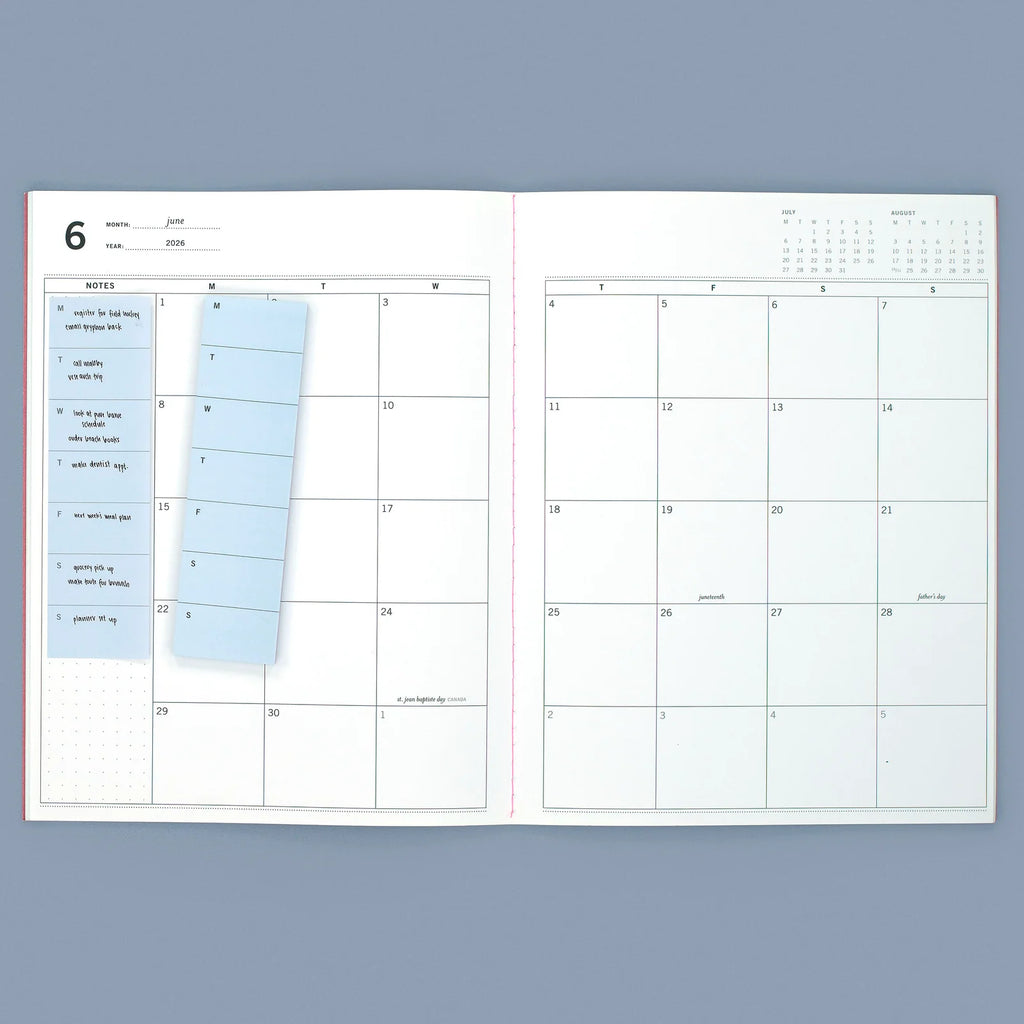 Weekly Sticky Note Pad for Flexible Planning, Featuring a Repositionable Long Edge and Weekly View