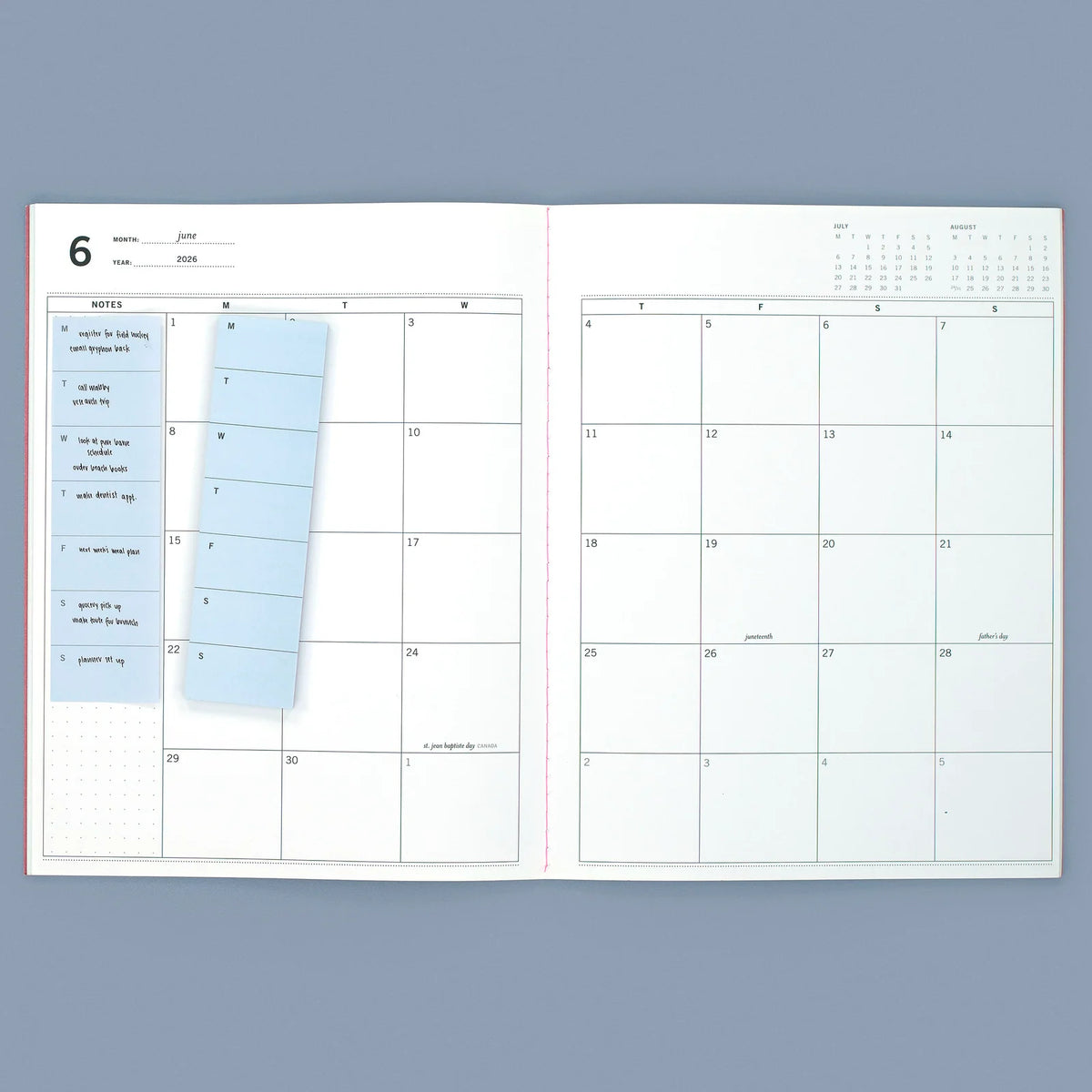 Weekly Sticky Note Pad for Flexible Planning, Featuring a Repositionable Long Edge and Weekly View