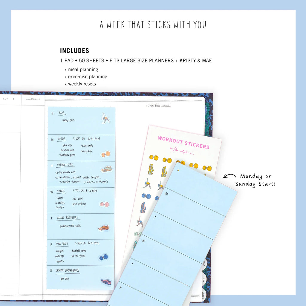 Weekly Sticky Note Pad for Flexible Planning, Featuring a Repositionable Long Edge and Weekly View