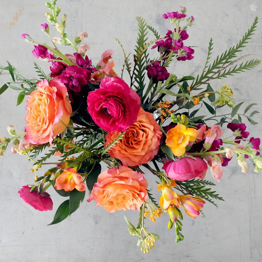 Whimsical Flower Arrangement in Cottage Garden Style