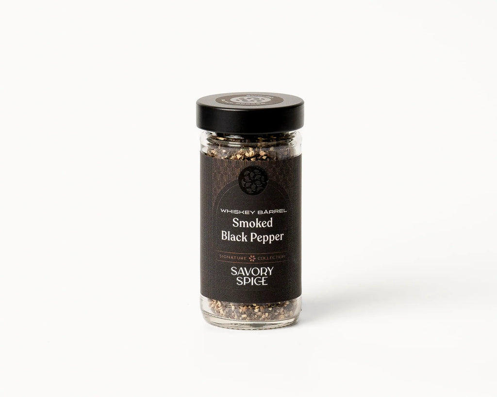 Whiskey Barrel Smoked Black Pepper, Hand-Smoked Cracked, Jar