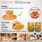 Whiskey Smoker Kit with Solid Oak Smoker and Four Wood Chip Varieties for Cocktails at Your Home Bar