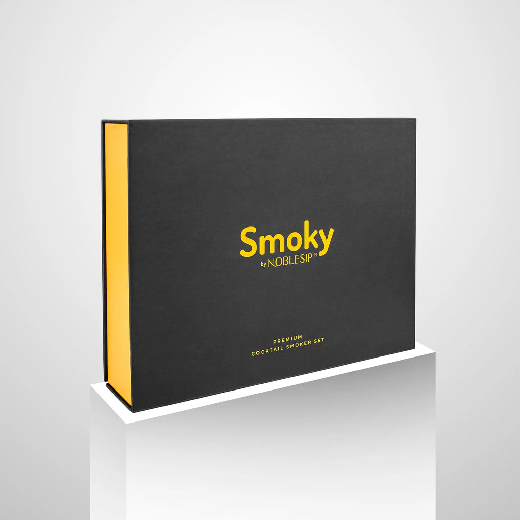 Whiskey Smoker Kit with Solid Oak Smoker and Four Wood Chip Varieties for Cocktails at Your Home Bar