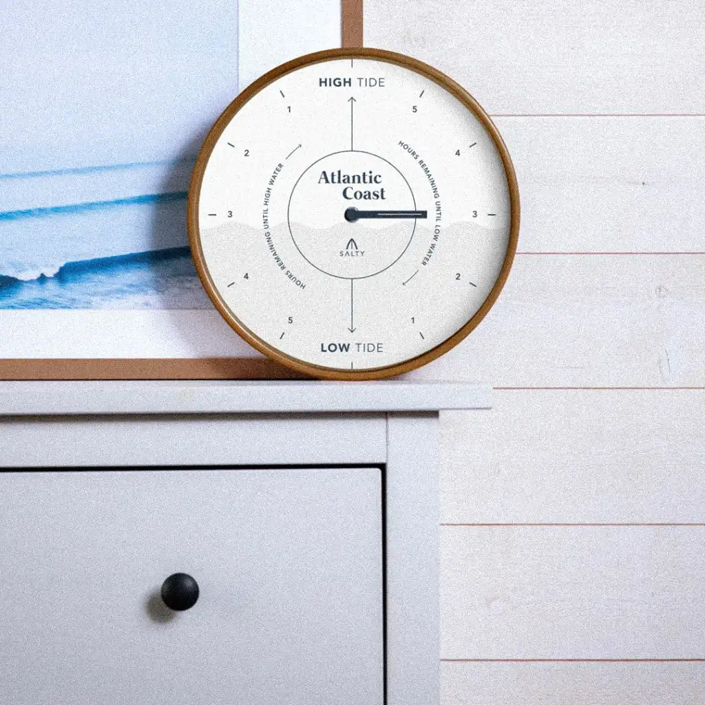 White and Navy Tide Clock Wall Decor for Coastal Living Rooms and Ocean-Inspired Home Styling