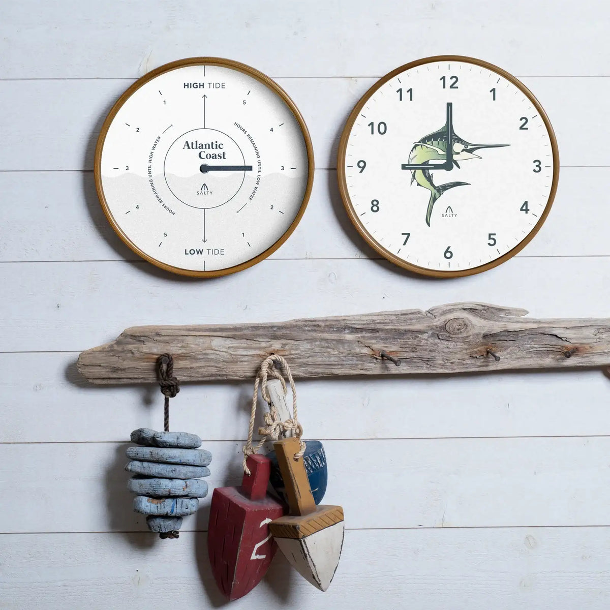 White and Navy Tide Clock Wall Decor for Coastal Living Rooms and Ocean-Inspired Home Styling