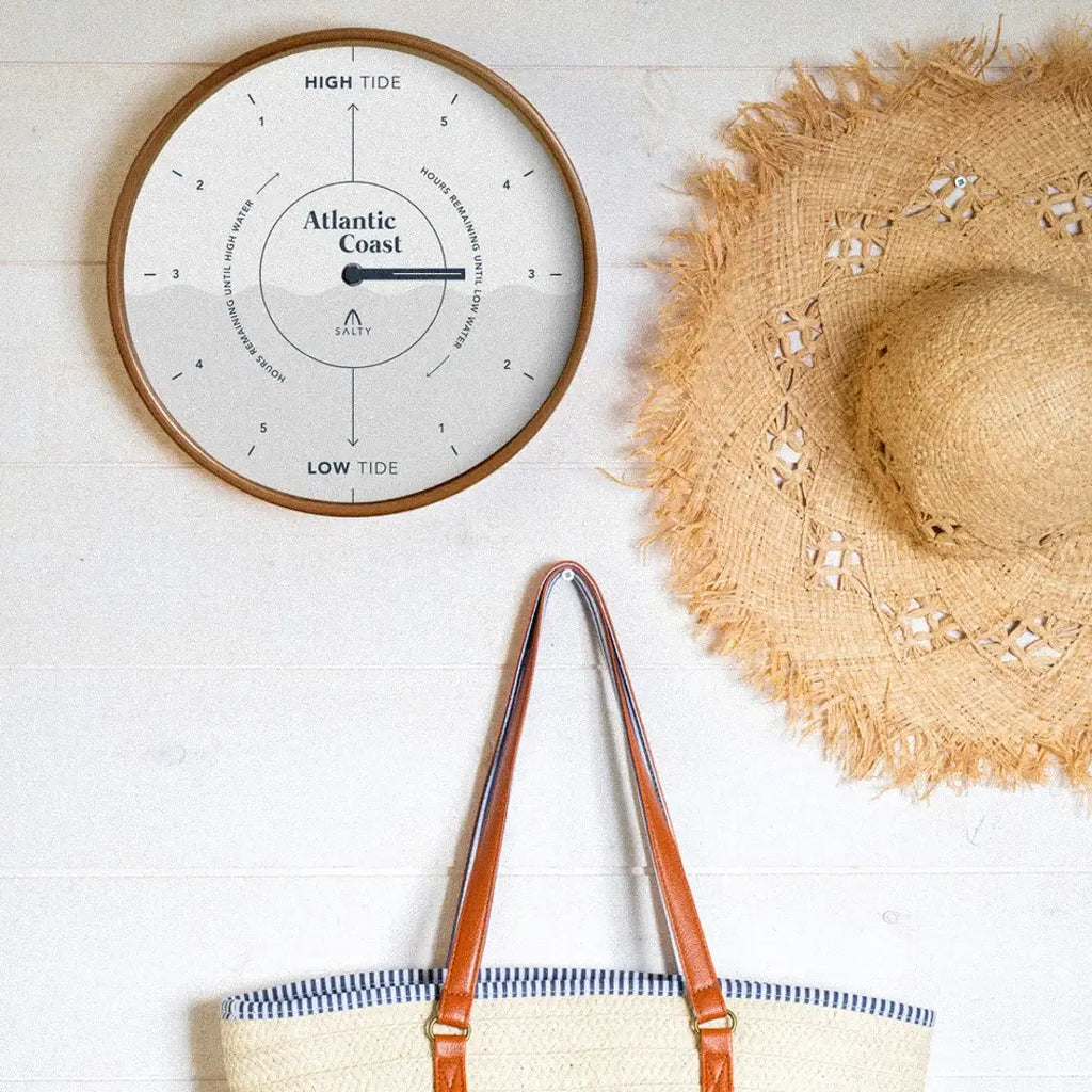 White and Navy Tide Clock Wall Decor for Coastal Living Rooms and Ocean-Inspired Home Styling