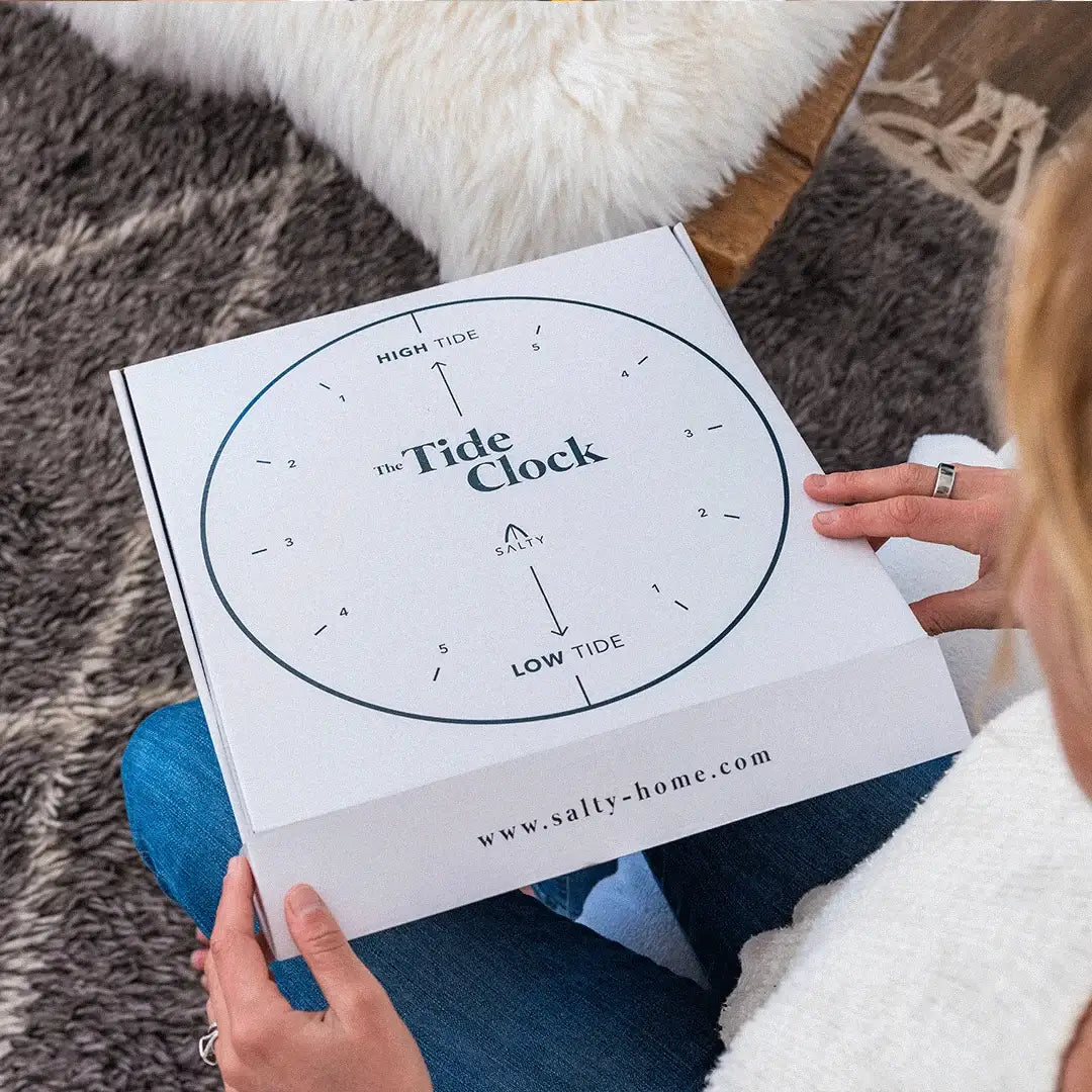 White and Navy Tide Clock Wall Decor for Coastal Living Rooms and Ocean-Inspired Home Styling