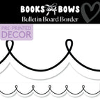 White Bulletin Board Border with Black Looping Bows, 21 Gloss-Finish Strips for Classroom Displays