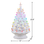 White Ceramic Christmas Tree, 24 Inches Tall, with 17 Solid Colors and 25 Preprogrammed Light Shows