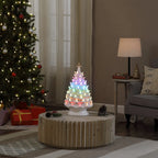 White Ceramic Christmas Tree, 24 Inches Tall, with 17 Solid Colors and 25 Preprogrammed Light Shows