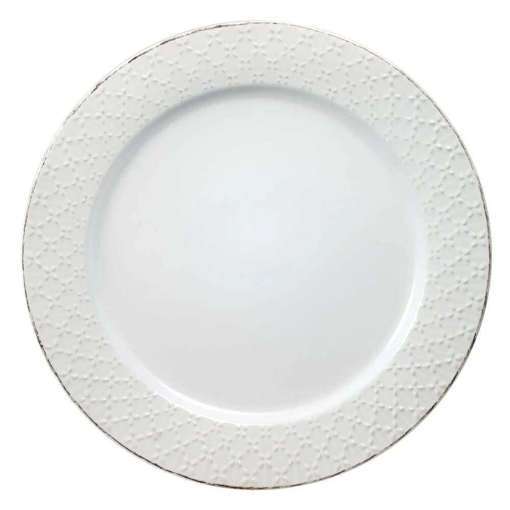 White Dinner Plates, Set of Four 11-Inch Stoneware Plates in the