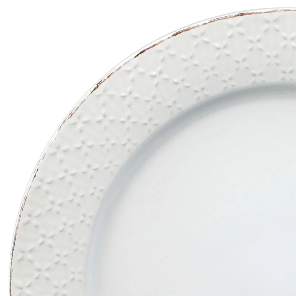 White Dinner Plates, Set of Four 11-Inch Stoneware Plates in the