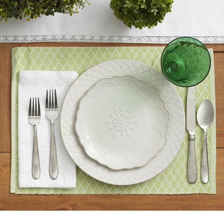 White Dinner Plates, Set of Four 11-Inch Stoneware Plates in the
