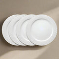 White Dinner Plates, Set of Four 11-Inch Stoneware Plates in the