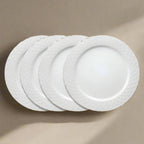 White Dinner Plates, Set of Four 11-Inch Stoneware Plates in the