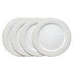 White Dinner Plates, Set of Four 11-Inch Stoneware Plates in the