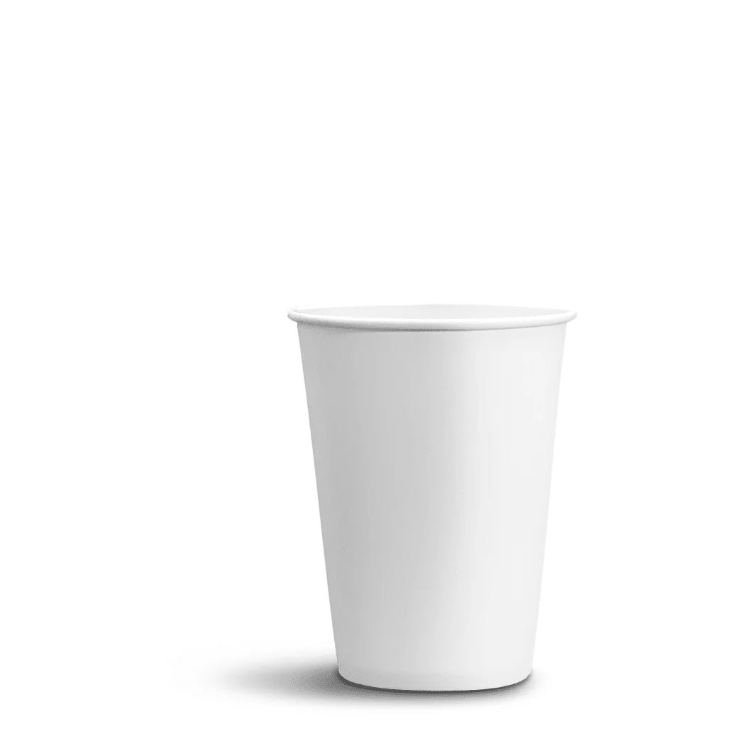 White Hot Cups for Coffee and Other Hot Beverages, 12 oz Plain Design in a Case of 1000 Cups