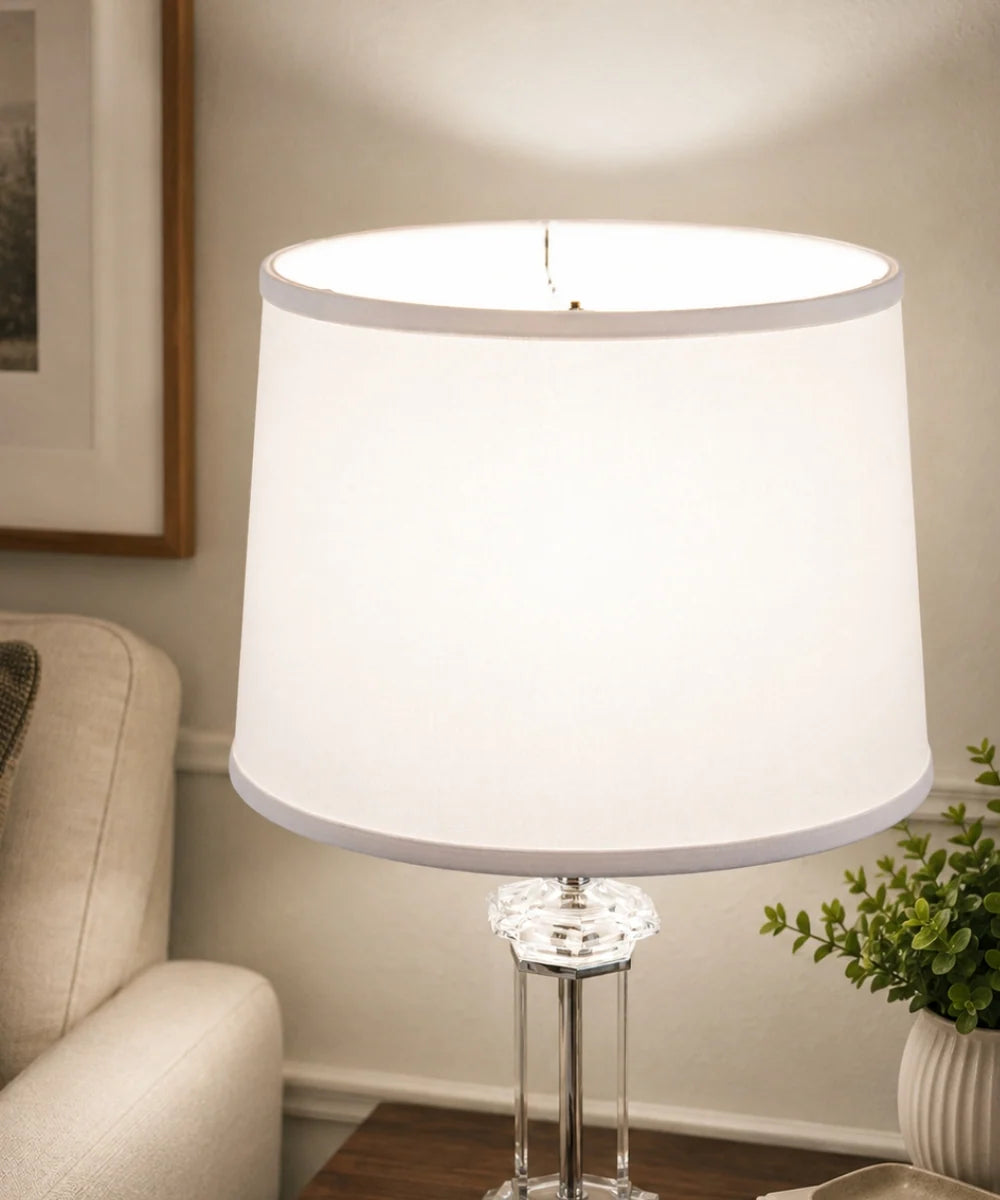 White Linen Drum Lampshade