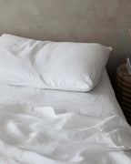 White Linen Pillowcases, Set of 2, Pre-Washed