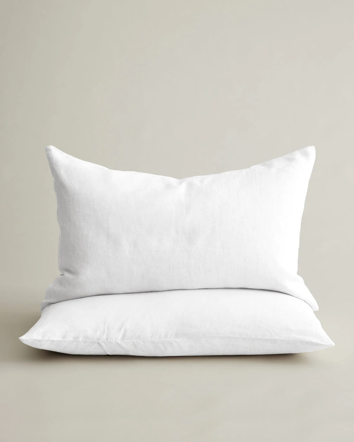 White Linen Pillowcases, Set of 2, Pre-Washed