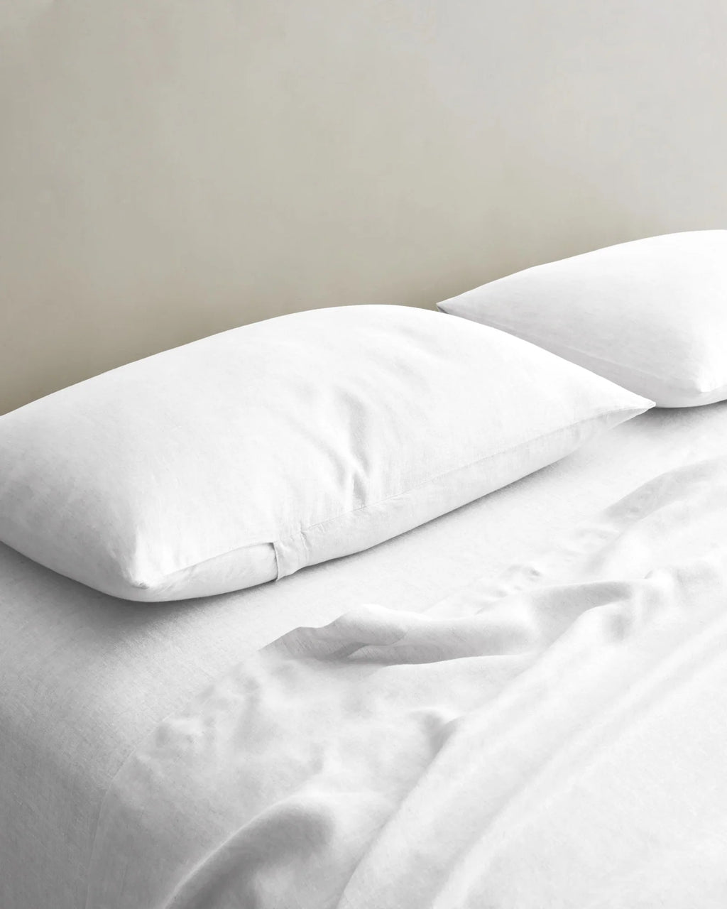White Linen Pillowcases, Set of 2, Pre-Washed