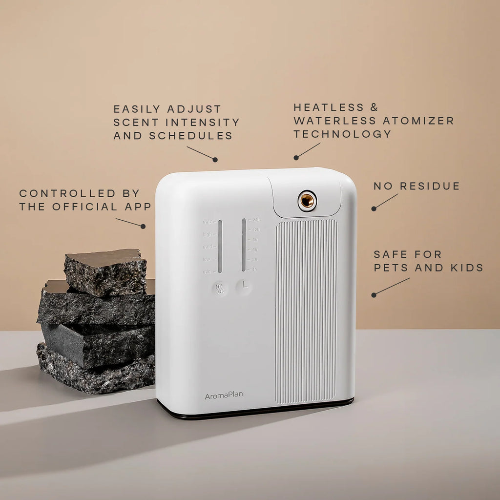 White Nebulizing Scent Diffuser for 2,000 Sq Ft Coverage with Bluetooth Control and Weekly Scheduling