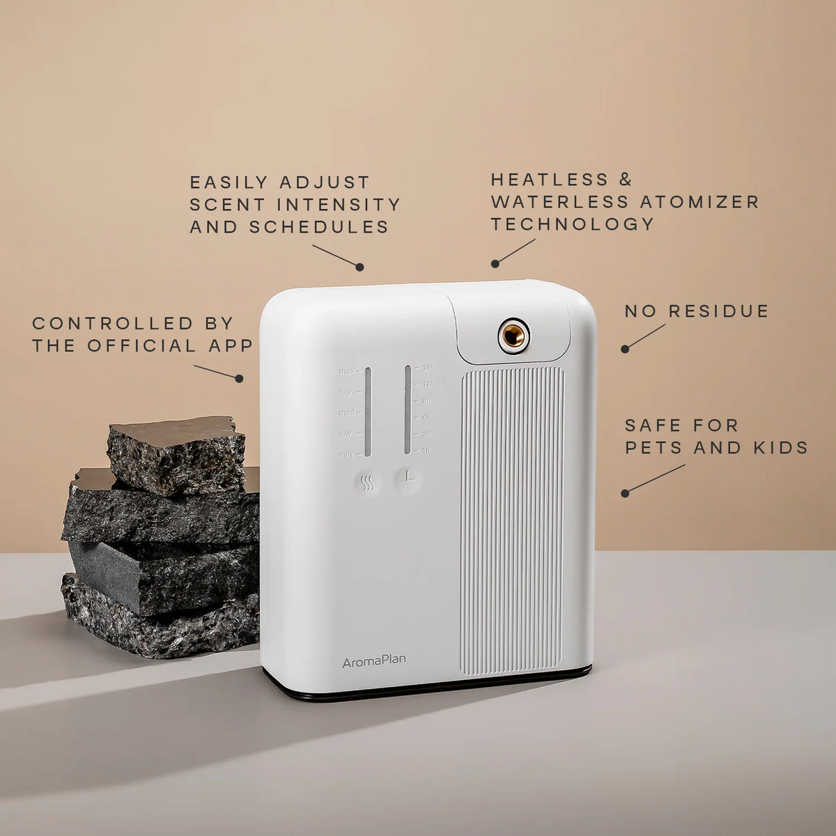 White Nebulizing Scent Diffuser for 2,000 Sq Ft Coverage with Bluetooth Control and Weekly Scheduling