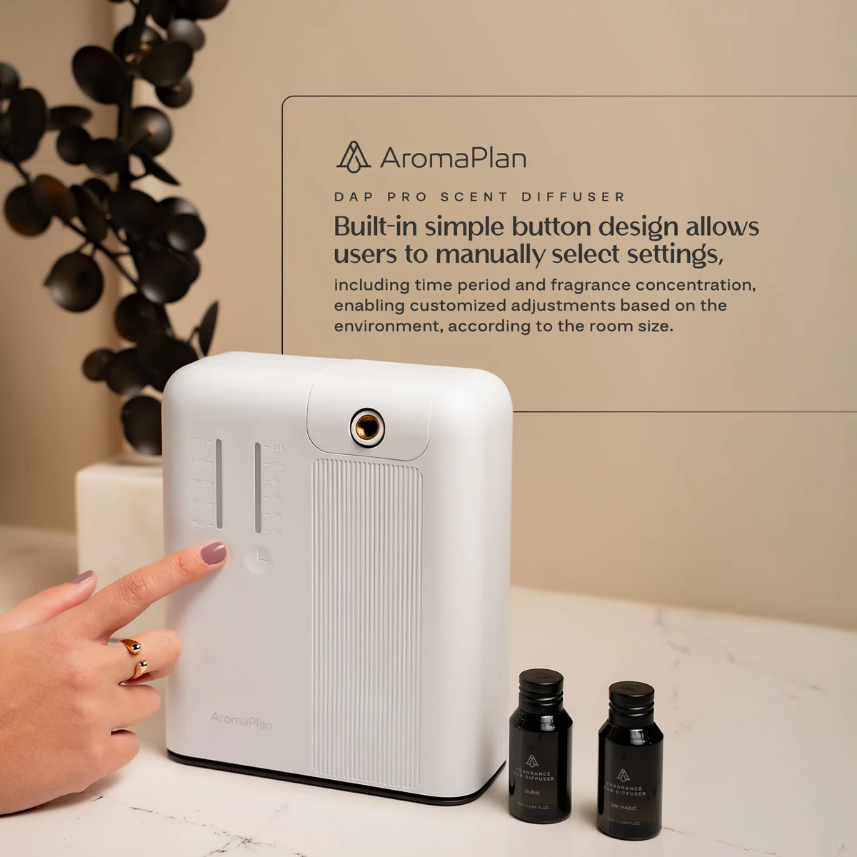 White Nebulizing Scent Diffuser for 2,000 Sq Ft Coverage with Bluetooth Control and Weekly Scheduling