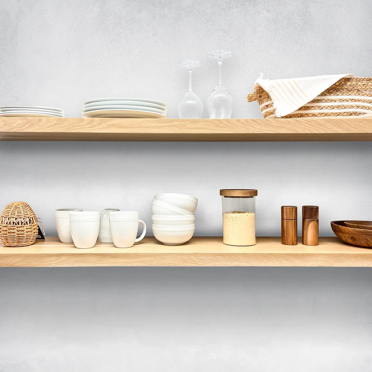 White Oak Floating Shelf with a Hidden Steel Bracket and Solid 1.75-Inch Hardwood Construction