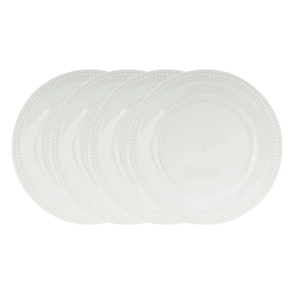 White Porcelain Dinner Plates, Set of 4
