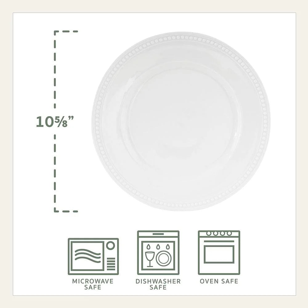 White Porcelain Dinner Plates, Set of 4