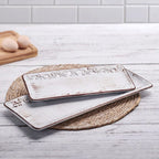 White Stoneware Serving Platters, Set of 2 in 12 and 16 Inch