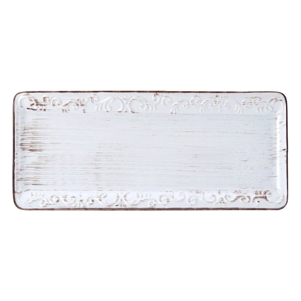 White Stoneware Serving Platters, Set of 2 in 12 and 16 Inch