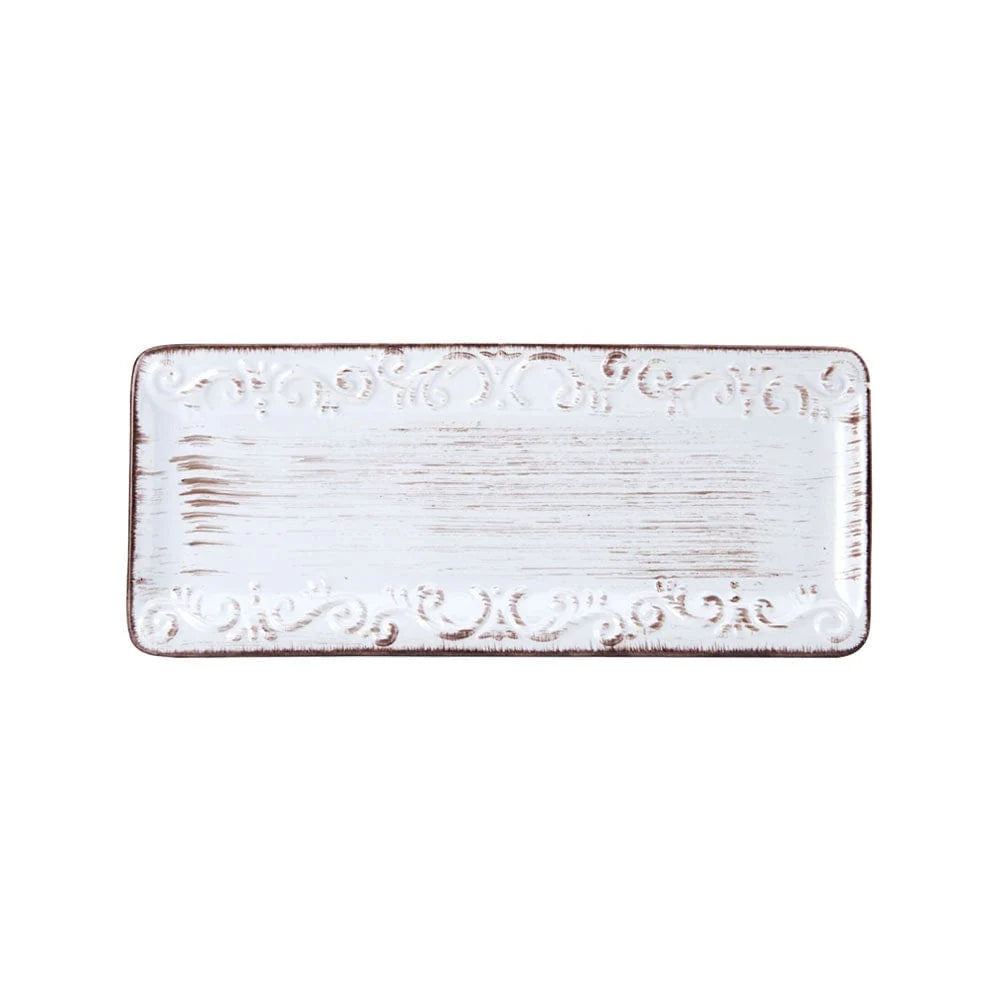 White Stoneware Serving Platters, Set of 2 in 12 and 16 Inch