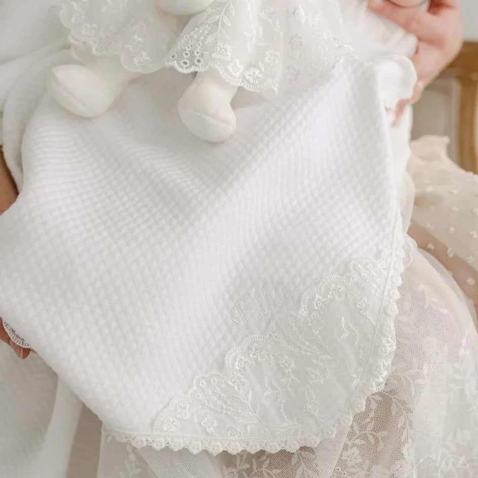 White Textured Cotton Baby Blanket
