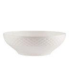 White Vegetable Serving Bowl with Trellis Design, Bone China Construction, 50-Ounce Capacity and Everyday Tabletop Use