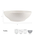 White Vegetable Serving Bowl with Trellis Design, Bone China Construction, 50-Ounce Capacity and Everyday Tabletop Use