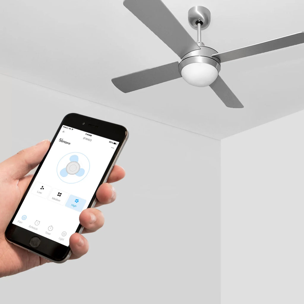Wi-Fi Ceiling Fan and Light Controller for Existing Systems with App Scheduling and Three Fan Speeds