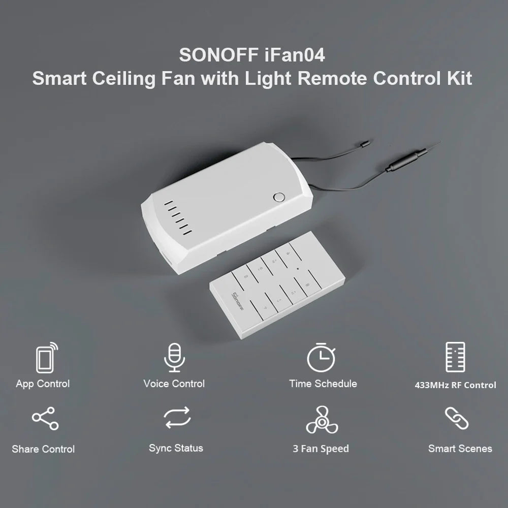 Wi-Fi Ceiling Fan and Light Controller for Existing Systems with App Scheduling and Three Fan Speeds