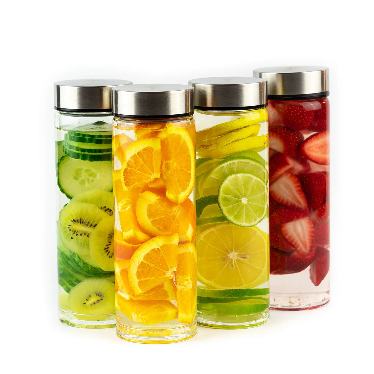 Wide Mouth Glass Water Bottles in a 16 oz Four-Pack