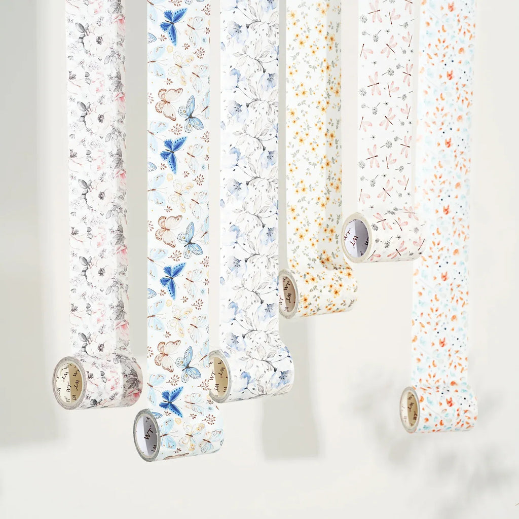 Wide Washi Tape in Azalea Bloom Floral Design, 60 mm x 5 m