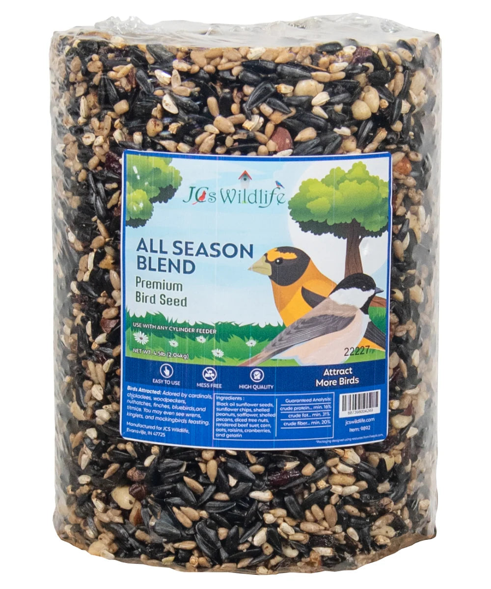 Wild Bird Seed Cylinder for Backyard Feeding, All-Season Fruit and Suet Blend, 4.5 lb per Cylinder — 1 Cylinder