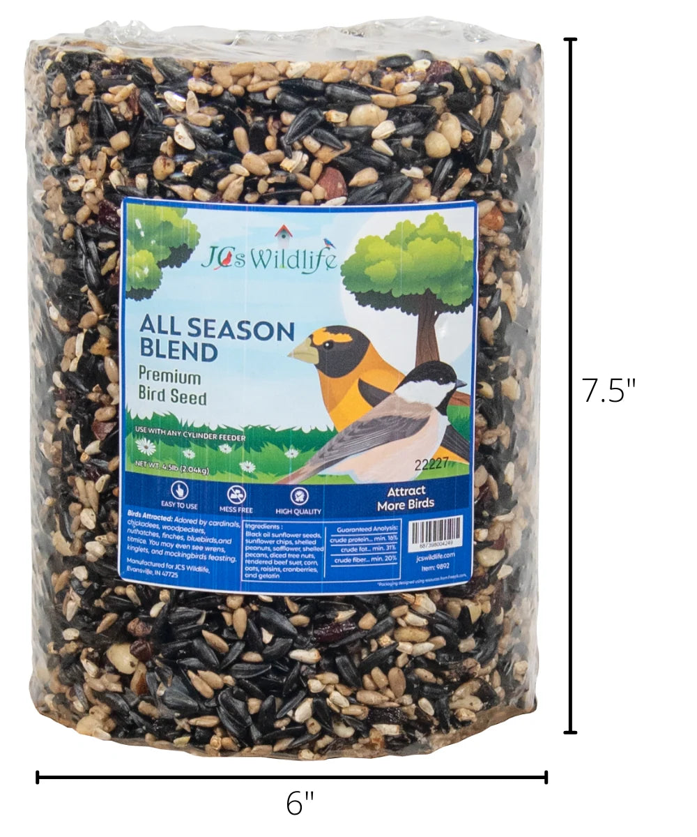 Wild Bird Seed Cylinder for Backyard Feeding, All-Season Fruit and Suet Blend, 4.5 lb per Cylinder