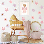 Wildflower Wall Decals in Dusty Pink and Lilac, Removable Reusable Floral Decor with Sample, Midi, and Maxi Packs