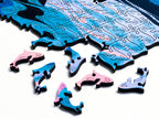 Wood Jigsaw Puzzle with 206 Identical Orca-Shaped Pieces, Escher-Style Tessellation and West Coast Wildlife Artwork