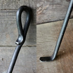 Wood Stove Fire Poker with a 90-Degree Working End and Hand-Forged Hanging Loop for Moving Logs