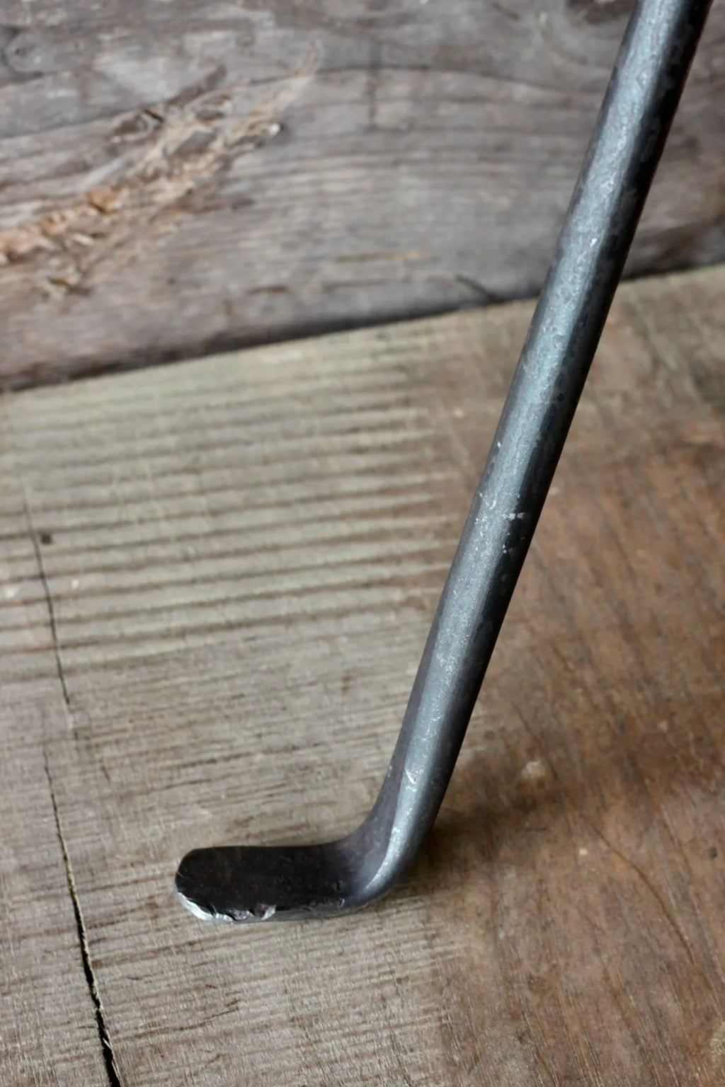 Wood Stove Fire Poker with a 90-Degree Working End and Hand-Forged Hanging Loop for Moving Logs